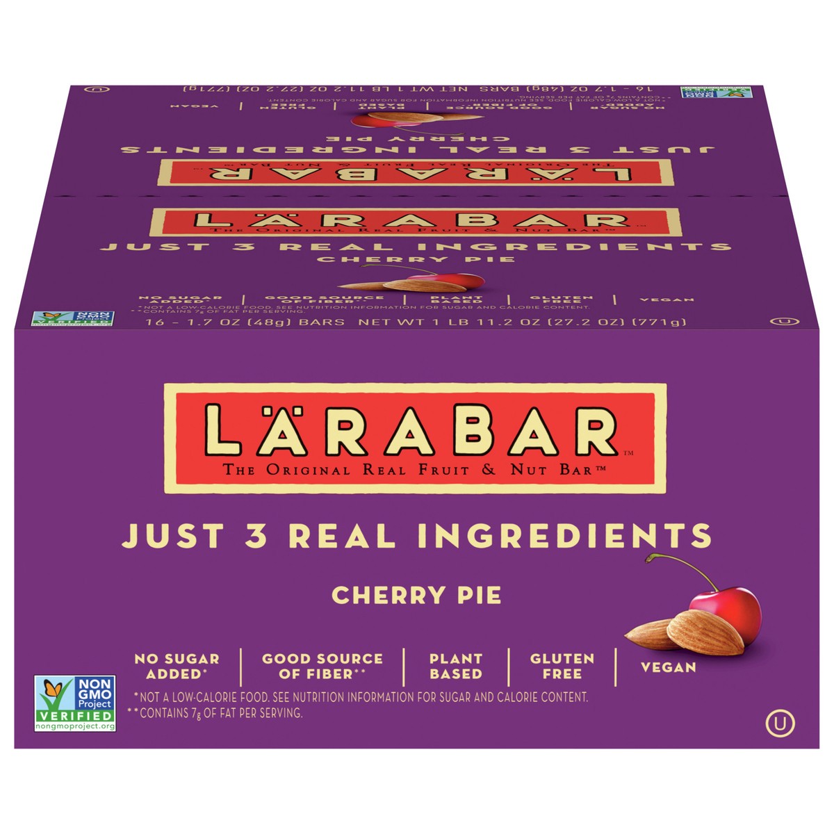 slide 1 of 9, LÄRABAR Cherry Pie, Gluten Free Vegan Fruit & Nut Bar, 1.7 oz Bars, 16 Ct, 16 ct; 1.7 oz