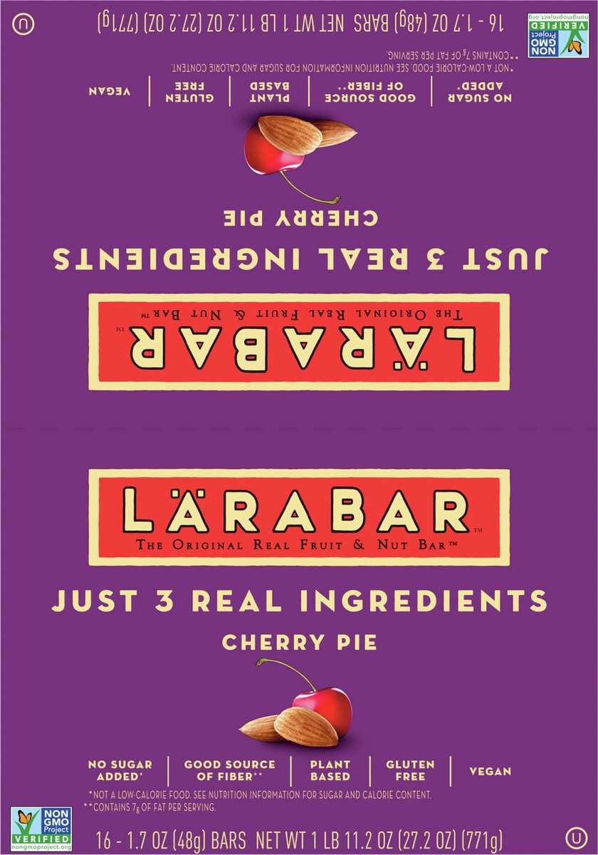 slide 9 of 9, LÄRABAR Cherry Pie, Gluten Free Vegan Fruit & Nut Bar, 1.7 oz Bars, 16 Ct, 16 ct; 1.7 oz