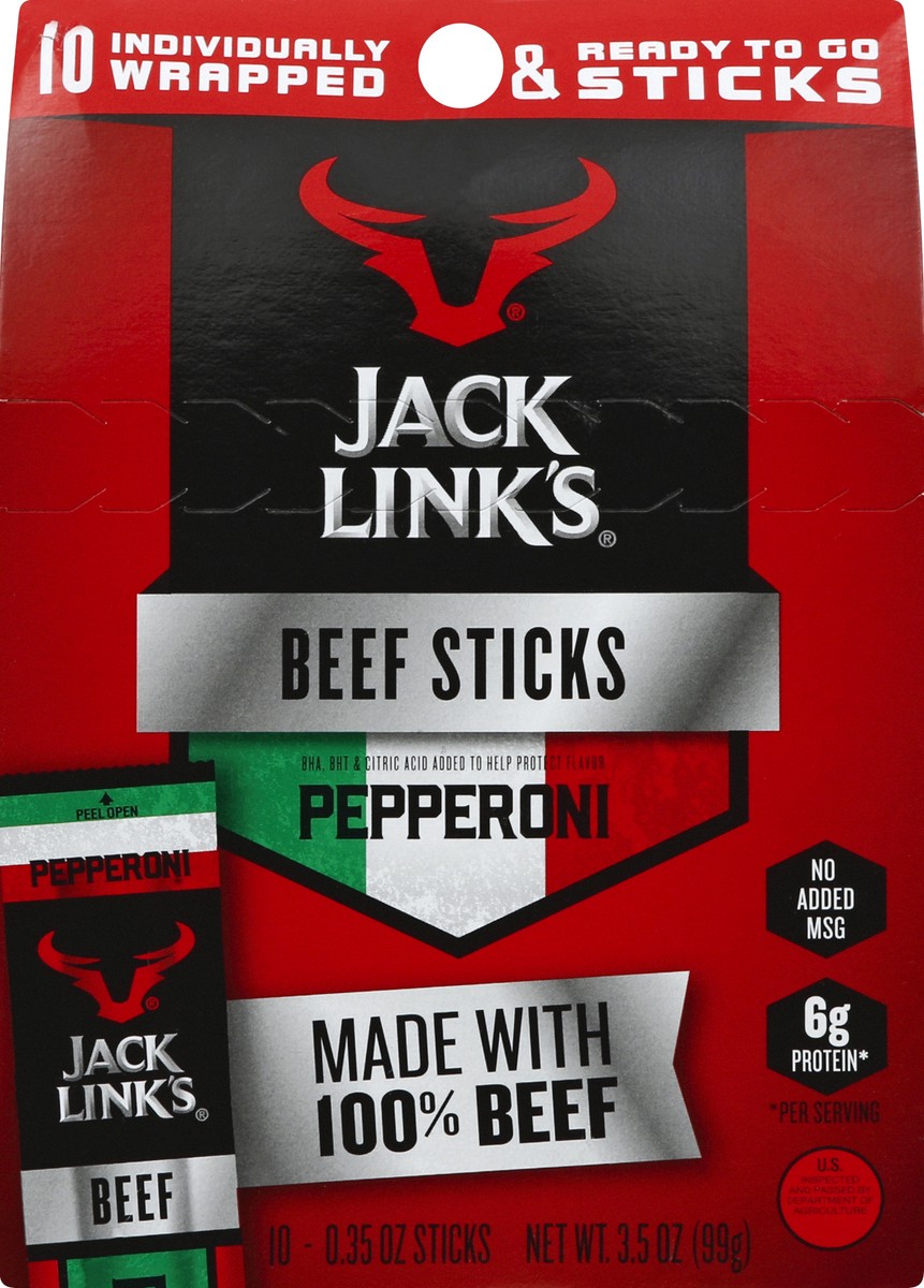 slide 4 of 4, Jack Link's Pepperoni Beef Sticks, 10 ct