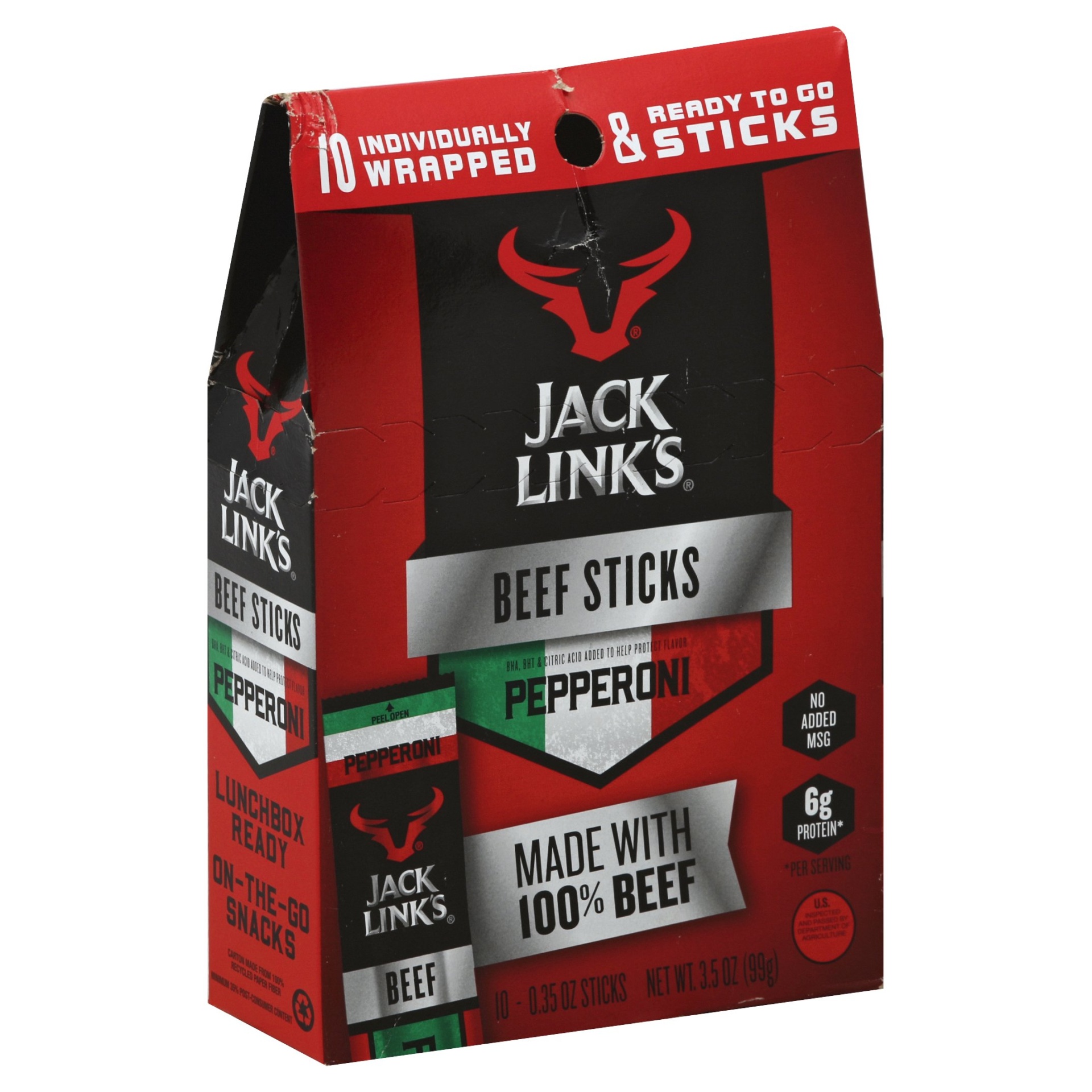 slide 1 of 4, Jack Link's Pepperoni Beef Sticks, 10 ct