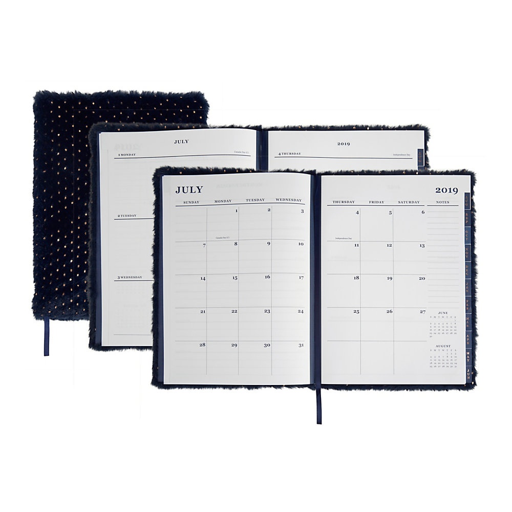 slide 1 of 1, Office Depot Brand Midnight Weekly/Monthly Academic Planner, 8-1/2'' X 11'', Faux Fur, July 2019 To June 2020, 1 ct