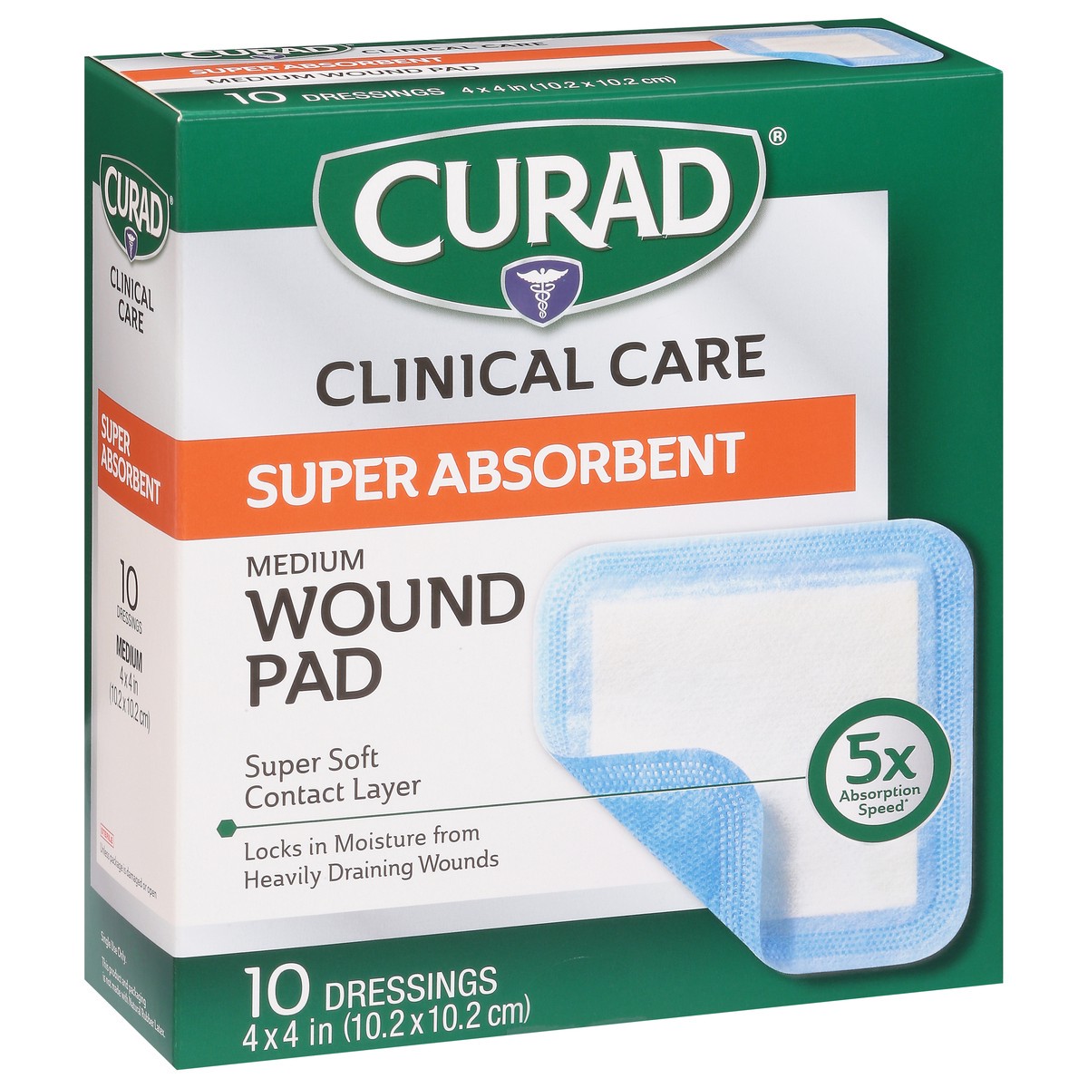 slide 3 of 9, Curad Super Absorbent Medium Wound Pad 10 ea, 10 ct