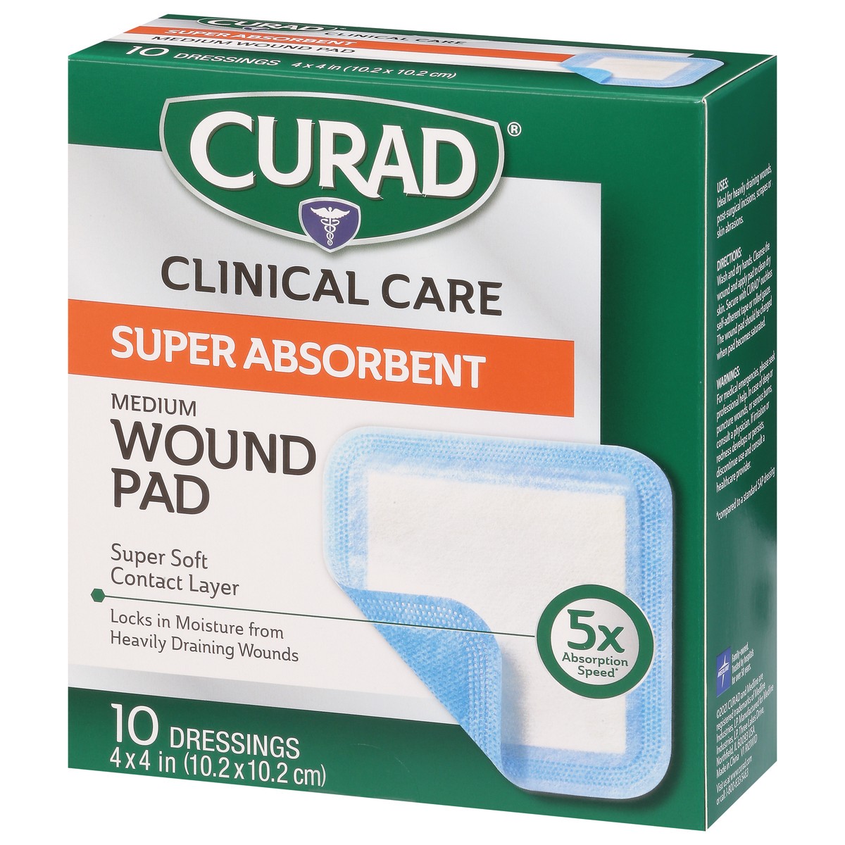 slide 8 of 9, Curad Super Absorbent Medium Wound Pad 10 ea, 10 ct