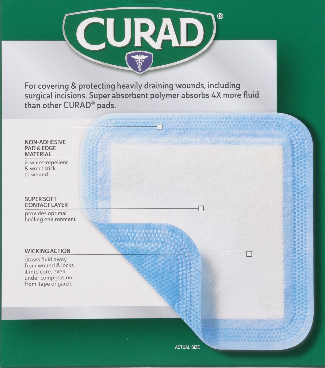 slide 9 of 9, Curad Super Absorbent Medium Wound Pad 10 ea, 10 ct