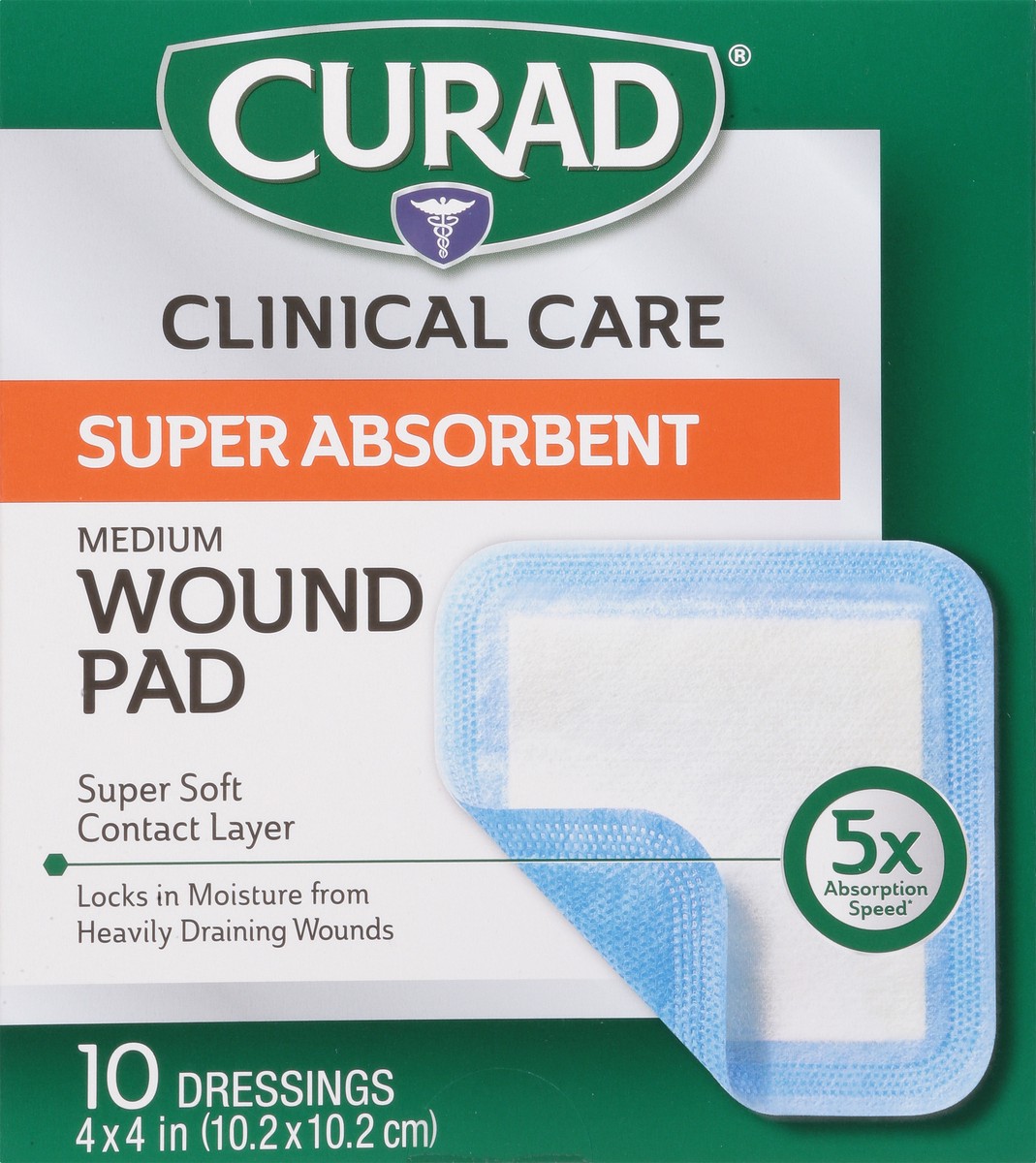 slide 6 of 9, Curad Super Absorbent Medium Wound Pad 10 ea, 10 ct