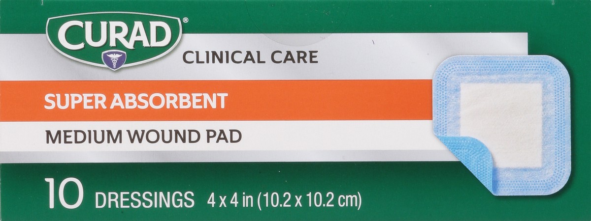 slide 7 of 9, Curad Super Absorbent Medium Wound Pad 10 ea, 10 ct