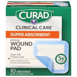 Curad Super Absorbent Medium Wound Pad - 10 ea