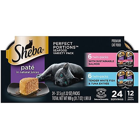 slide 1 of 1, Sheba Salmon Whitefish Tuna Wet Cat Food - 12-2.64 Oz, 24 ct; 1.32 oz
