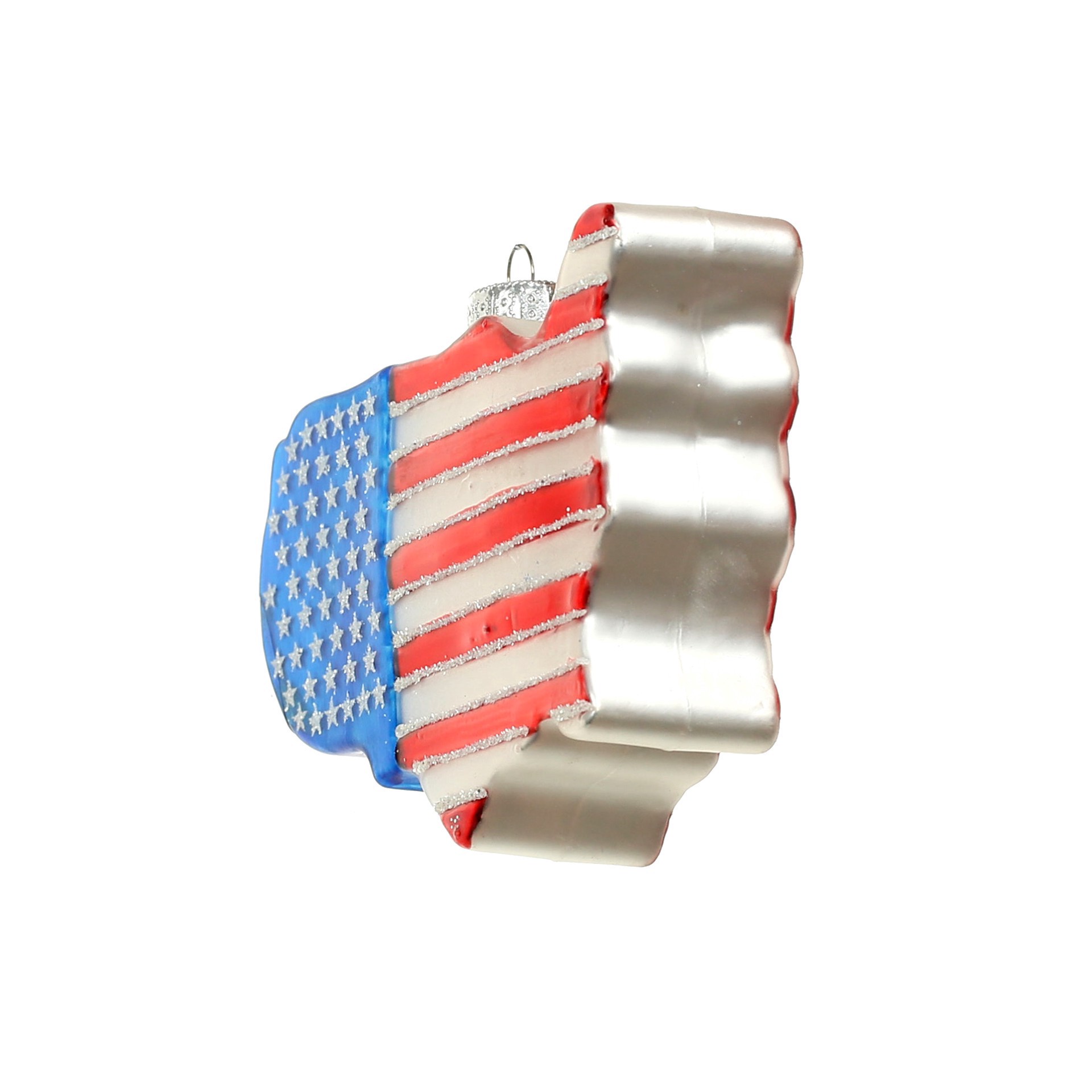 slide 3 of 3, 3.75" Usa Flag Map Glass Ornament By Ashland, 3.75 in x 1.07 in x 2.8 in