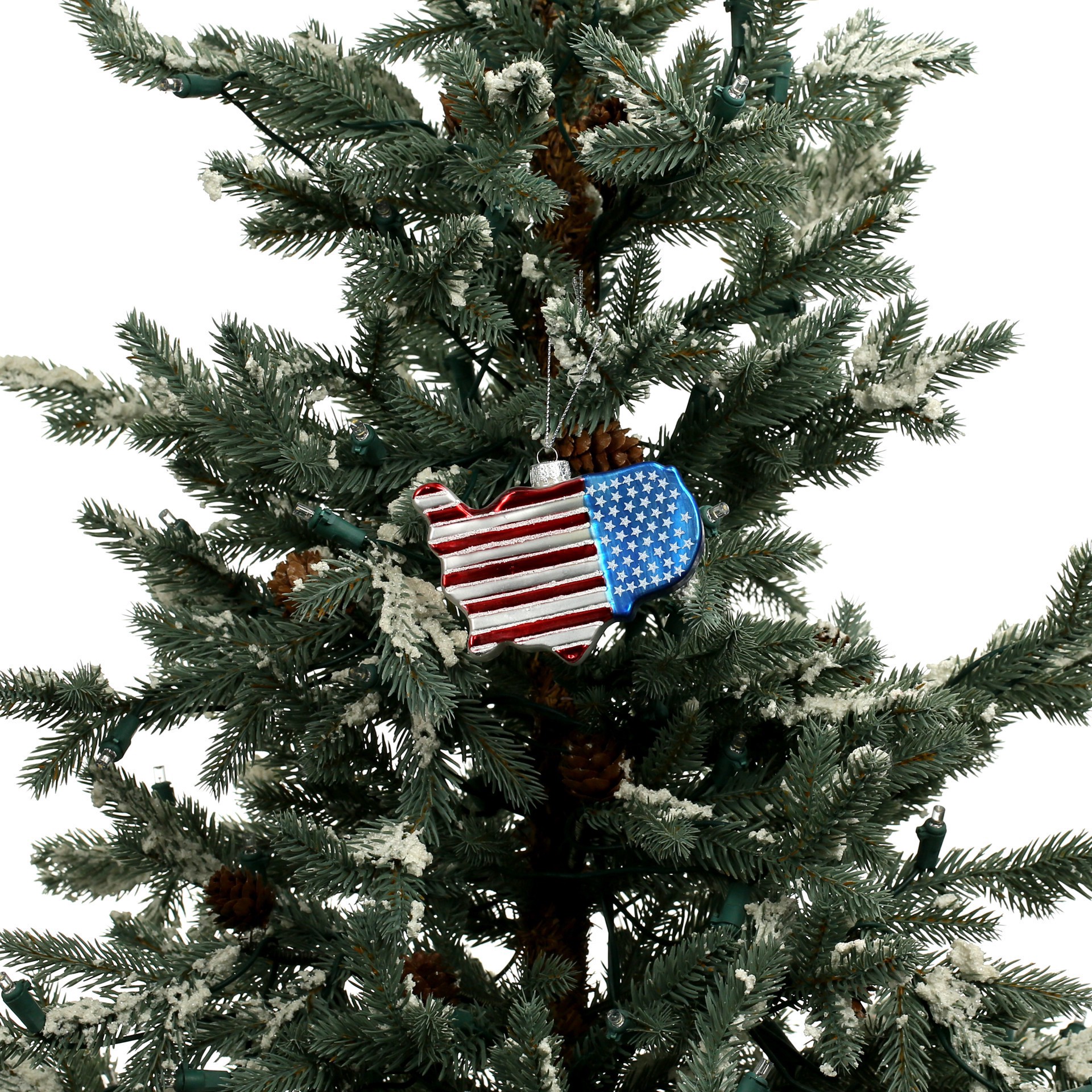 slide 2 of 3, 3.75" Usa Flag Map Glass Ornament By Ashland, 3.75 in x 1.07 in x 2.8 in