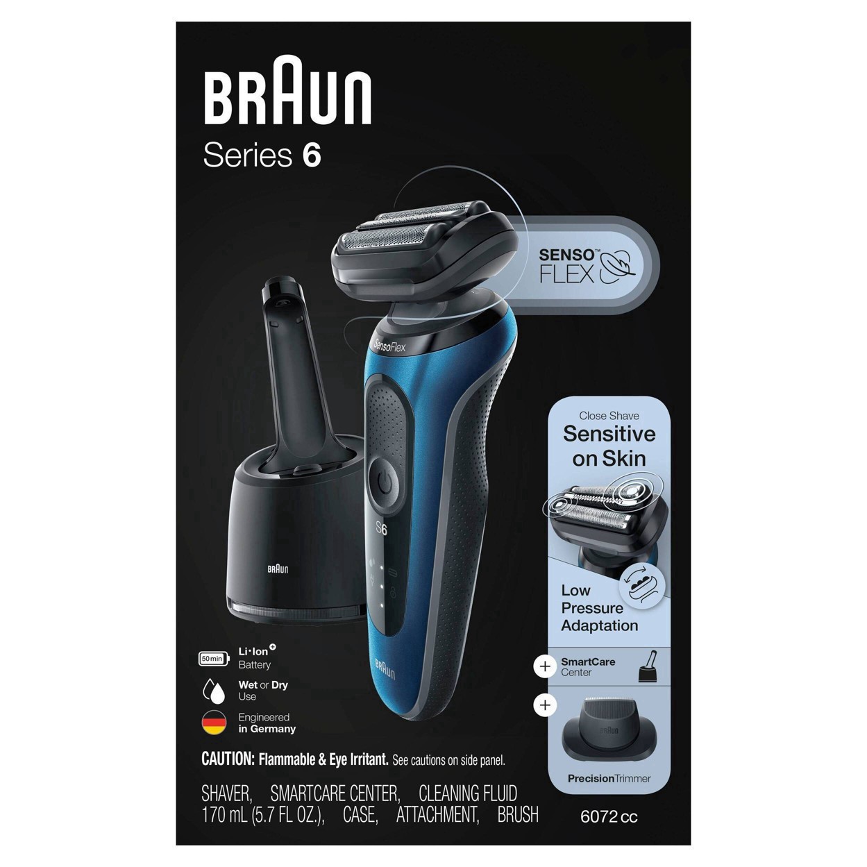 slide 12 of 42, Braun Series 6-6072cc Men's Rechargeable Wet & Dry Electric Foil Shaver System, 1 ct