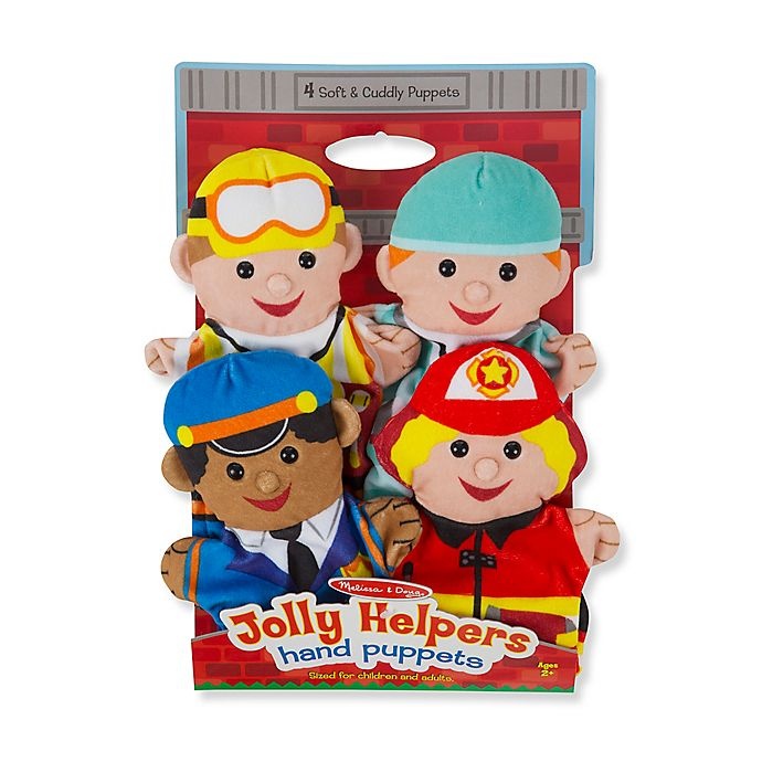 slide 1 of 1, Melissa & Doug Jolly Helpers Hand Puppets, 4 ct