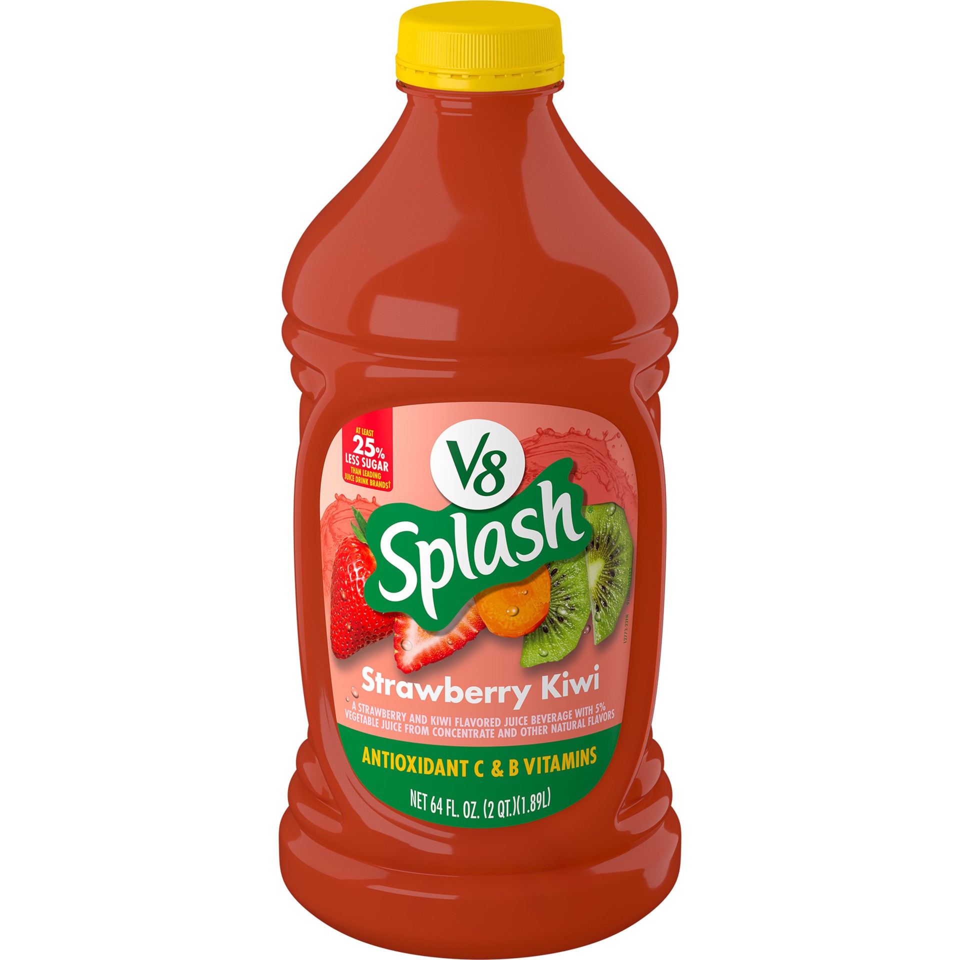 slide 1 of 3, V8 Splash Strawberry Kiwi Flavored Juice Beverage, 64 fl oz Bottle, 64 oz