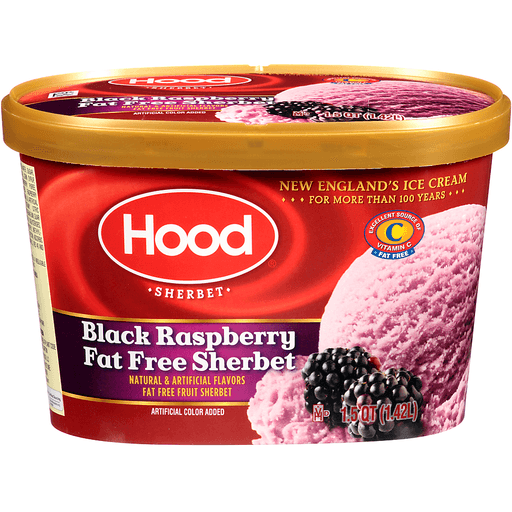 slide 1 of 8, Hood New England Creamery Fruit Sherbet, Fat Free, Black Raspberry, 48 oz