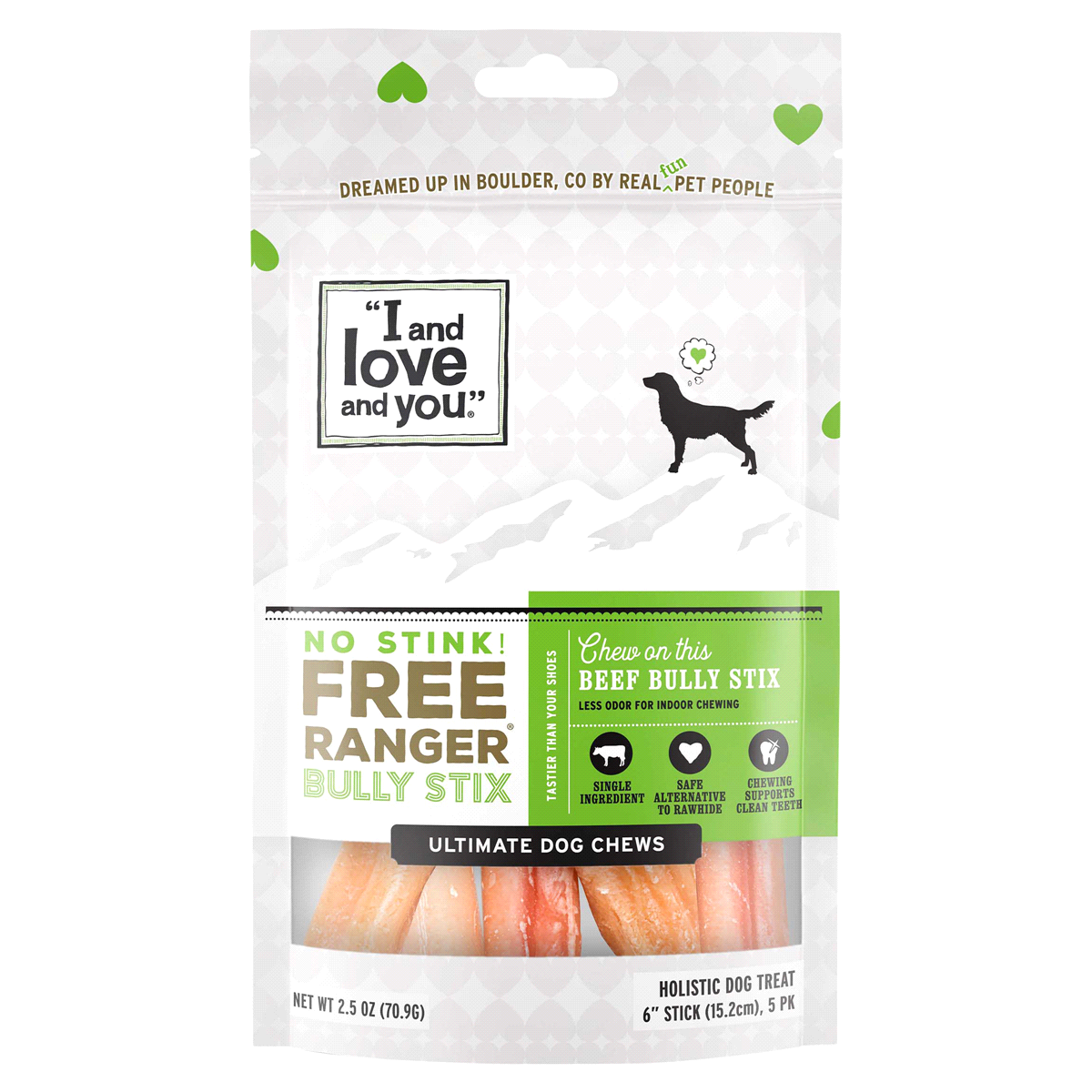 slide 1 of 1, I And Love And You No Stink! Free Ranger Stix Dog Chews, 5 ct
