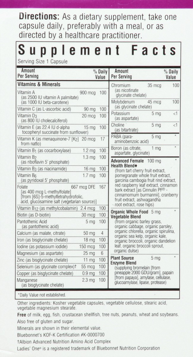 slide 3 of 9, Bluebonnet Nutrition Capsules Ladie's One 30 ea, 30 ct
