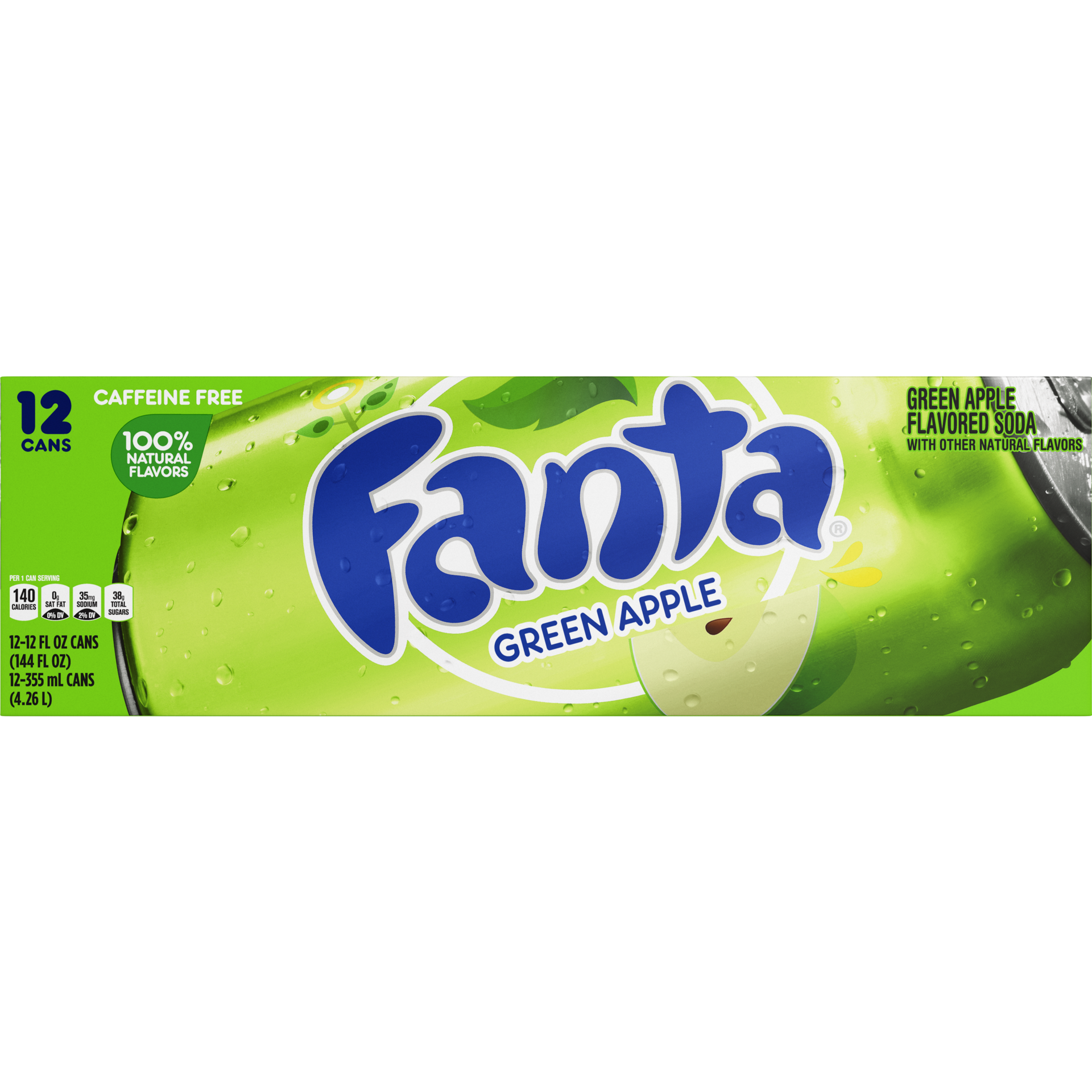 slide 1 of 5, Fanta Green Apple Fridge Pack Cans, 12 fl oz, 12 Pack, 12 ct; 12 fl oz