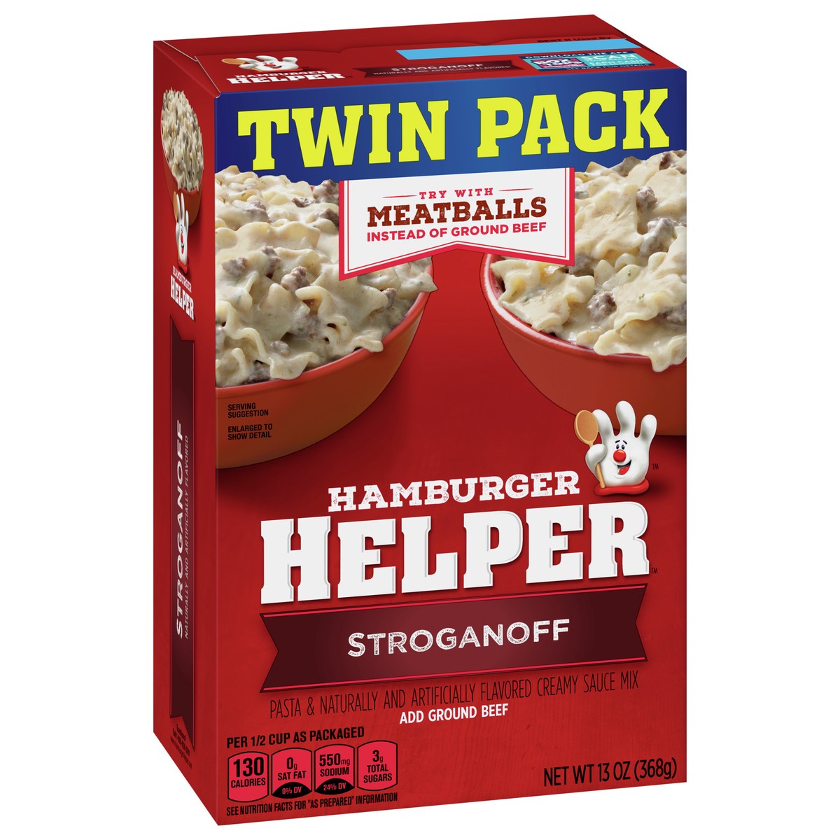 slide 7 of 9, Hamburger Helper Stroganoff, Pasta & Creamy Sauce Mix, 13 oz., Twin Pack, 13 oz