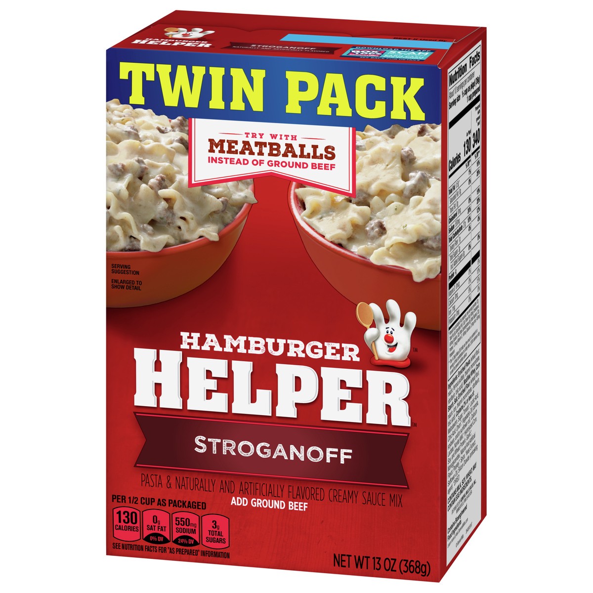 slide 5 of 9, Hamburger Helper Stroganoff, Pasta & Creamy Sauce Mix, 13 oz., Twin Pack, 13 oz