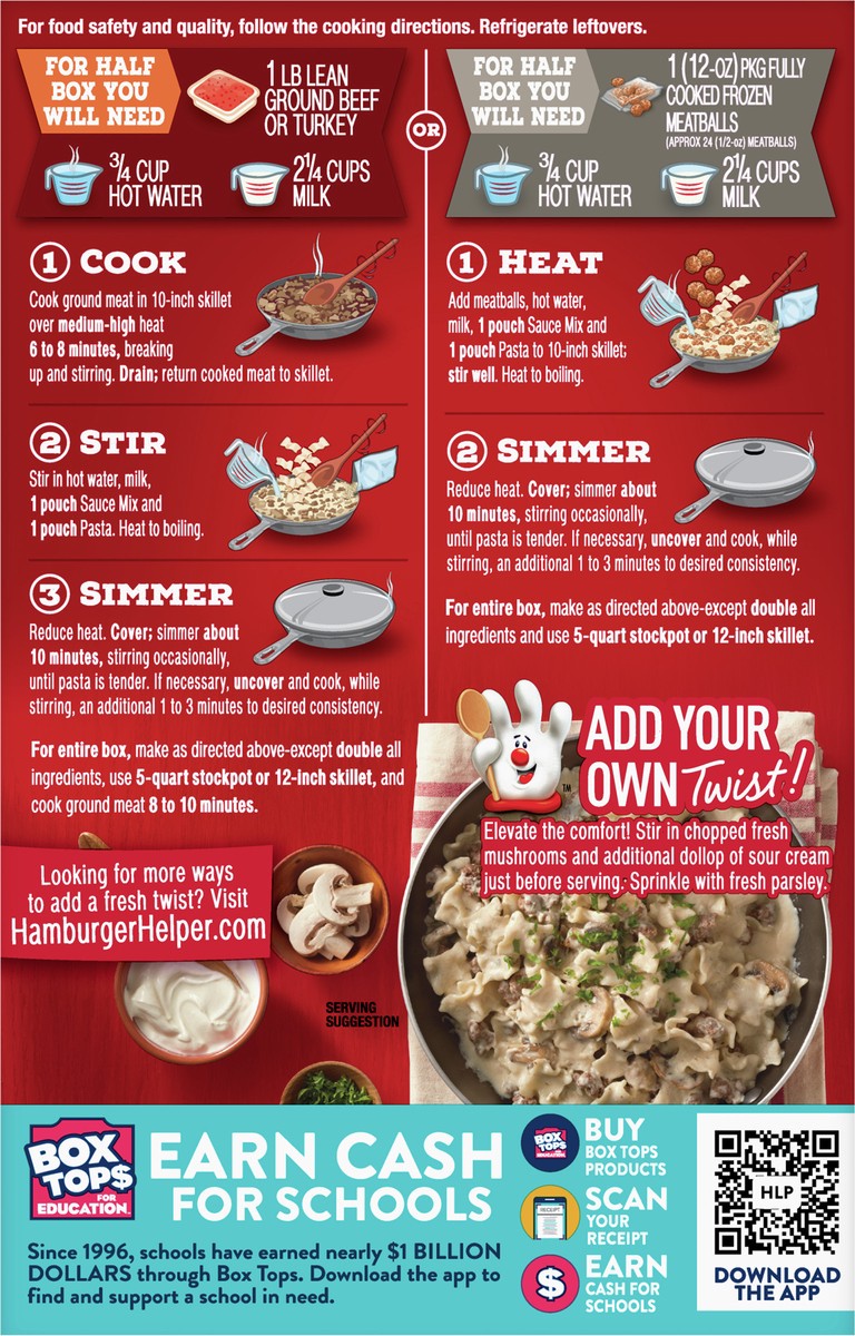 slide 4 of 9, Hamburger Helper Stroganoff, Pasta & Creamy Sauce Mix, 13 oz., Twin Pack, 13 oz