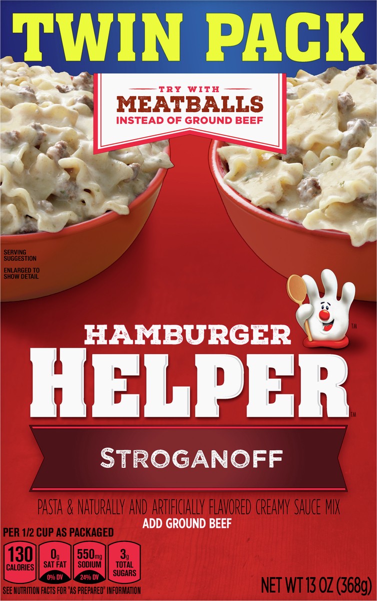 slide 9 of 9, Hamburger Helper Stroganoff, Pasta & Creamy Sauce Mix, 13 oz., Twin Pack, 13 oz