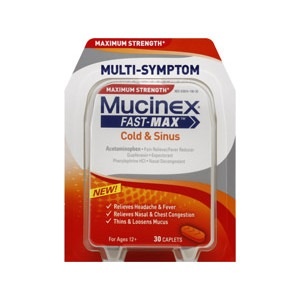 slide 1 of 1, Mucinex Maximum Strength Multi-Symptom Cold & Sinus Caplets, 30 ct