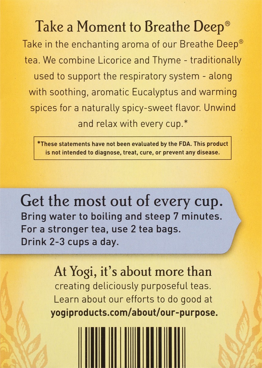 slide 2 of 9, Yogi Teas Organic Caffeine Free Breathe Deep Tea, 16 ct