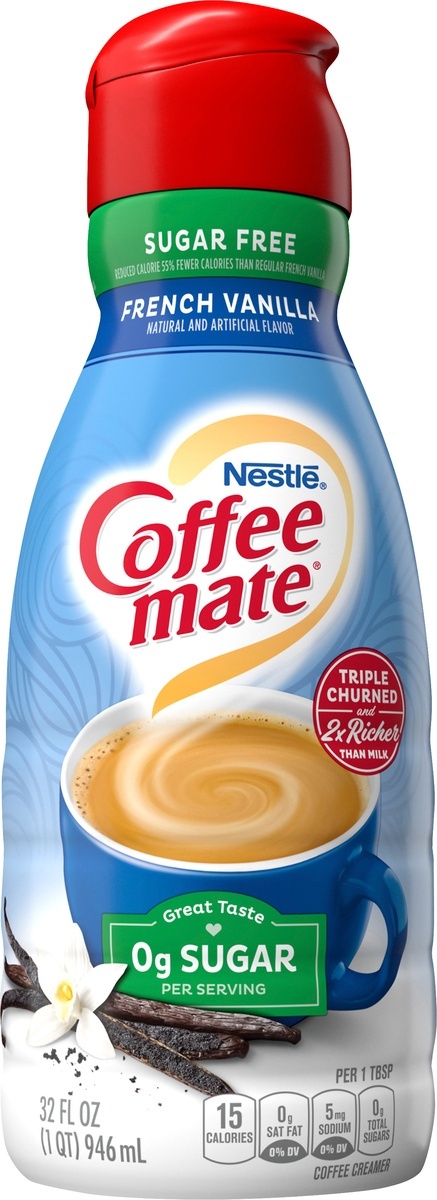 slide 7 of 8, Nestle Coffee mate Zero Sugar French Vanilla Liquid Coffee Creamer, 32 oz