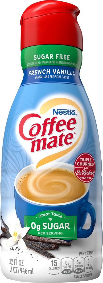 Nestle Coffee mate Zero Sugar French Vanilla Liquid Coffee Creamer, 32 fl  oz Bottle