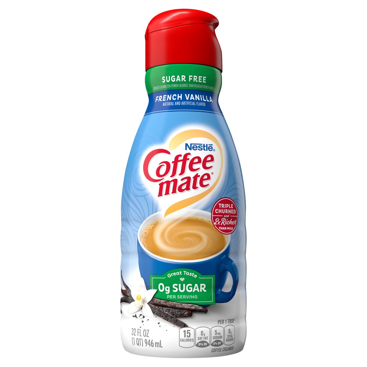 slide 1 of 7, Coffee mate Sugar Free French Vanilla Liquid Coffee Creamer 32 fl oz., 32 fl oz
