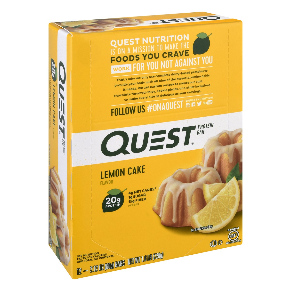 slide 6 of 9, Quest Protein Bar, Lemon Cake Flavor, 12 ct