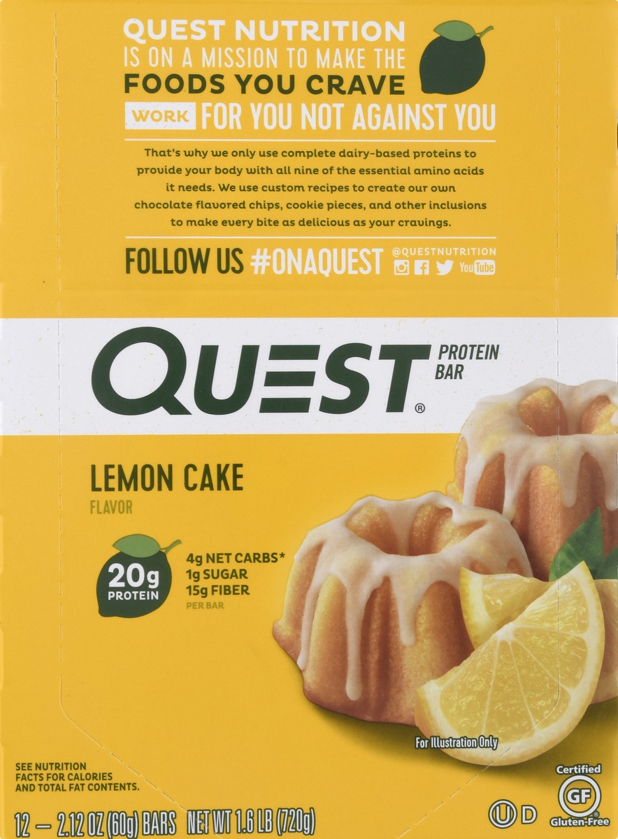 slide 1 of 9, Quest Protein Bar, Lemon Cake Flavor, 12 ct