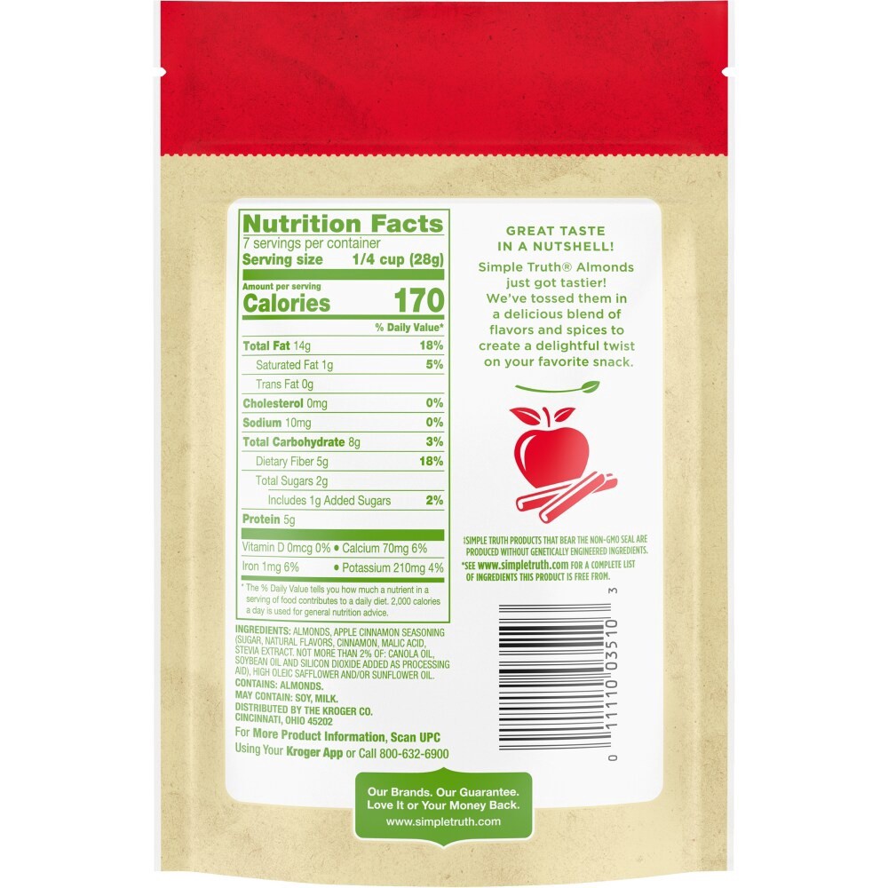 slide 2 of 2, Simple Truth Apple Cinnamon Flavored Almonds Pouch, 7 oz