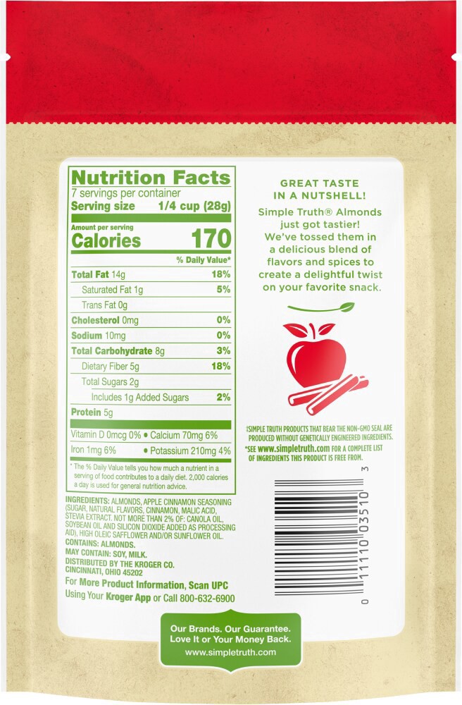 slide 3 of 4, Simple Truth Apple Cinnamon Flavored Almonds Pouch, 7 oz