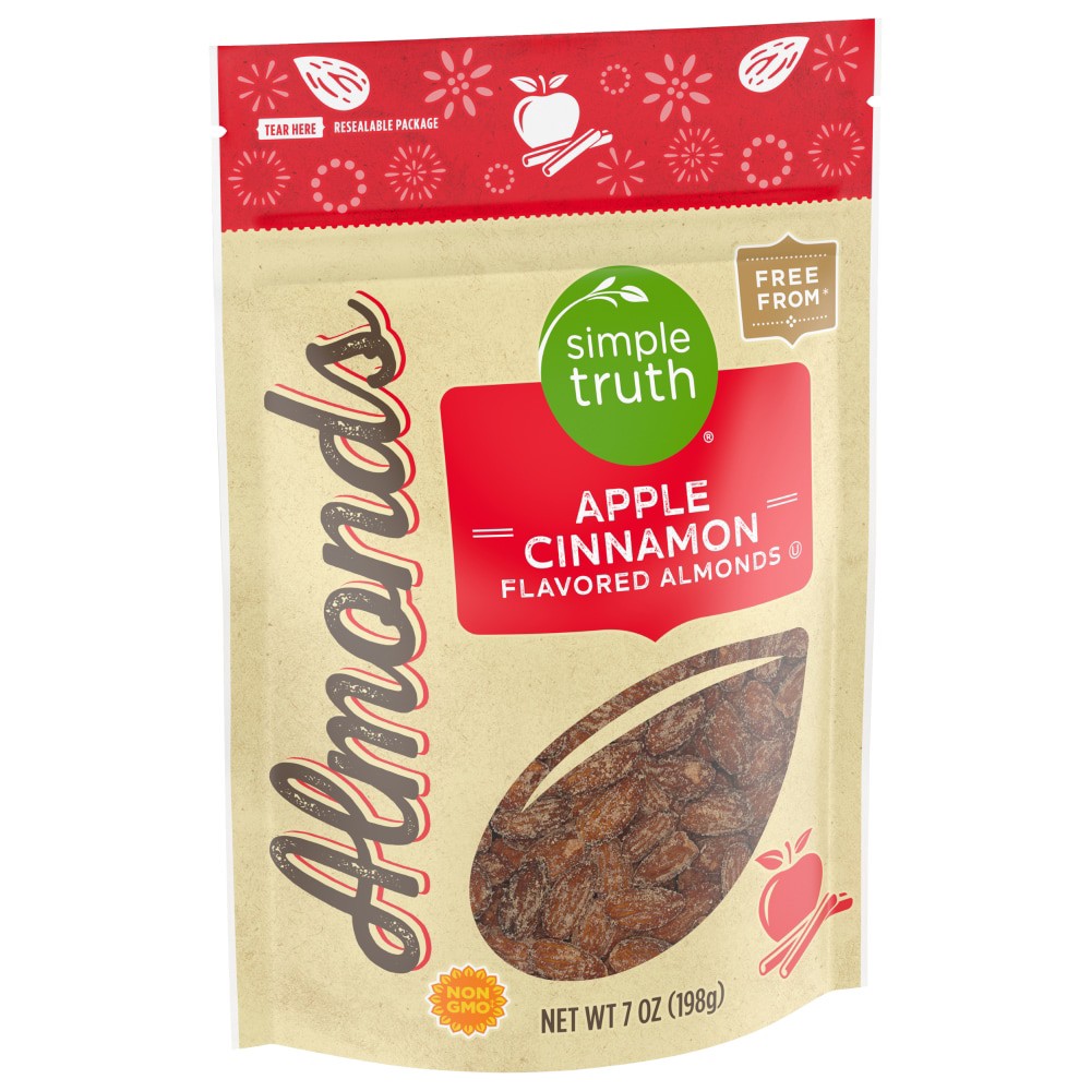 slide 1 of 2, Simple Truth Apple Cinnamon Flavored Almonds Pouch, 7 oz