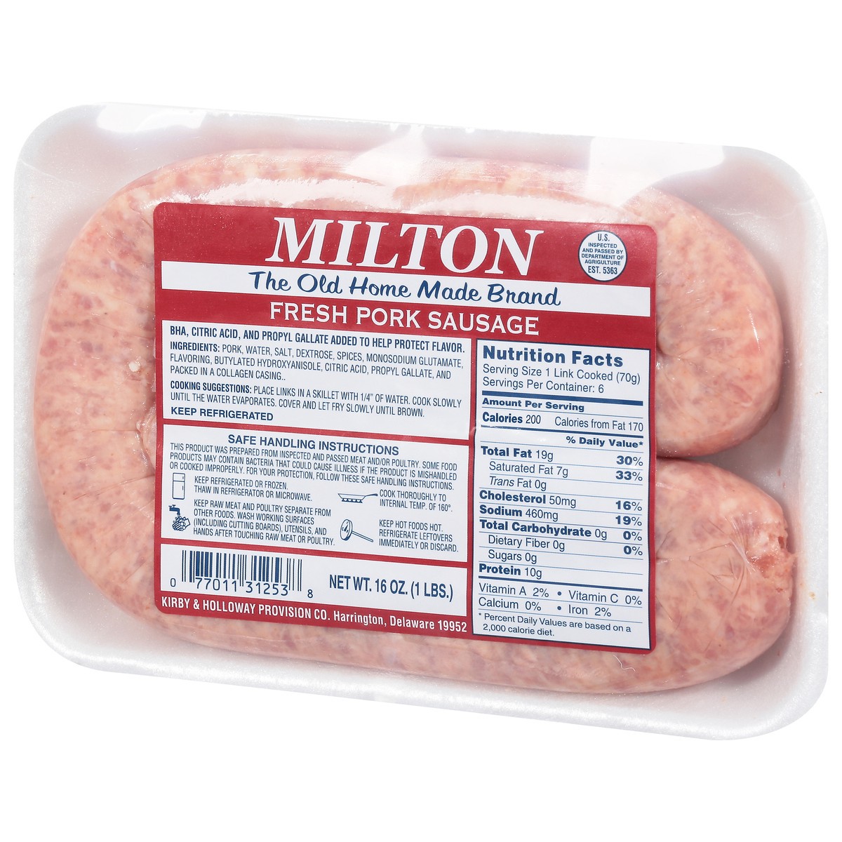 slide 8 of 11, Milton's Fresh Pork Sausage 16 oz, 16 oz