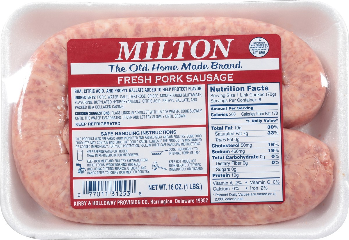 slide 10 of 11, Milton's Fresh Pork Sausage 16 oz, 16 oz