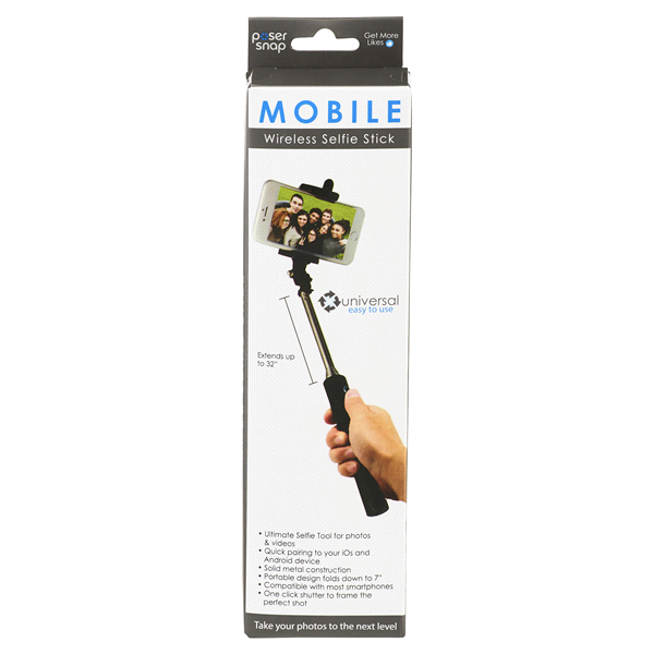 slide 1 of 5, Poser Snap Mobile Bluetooth Selfie Stick, 1 ct