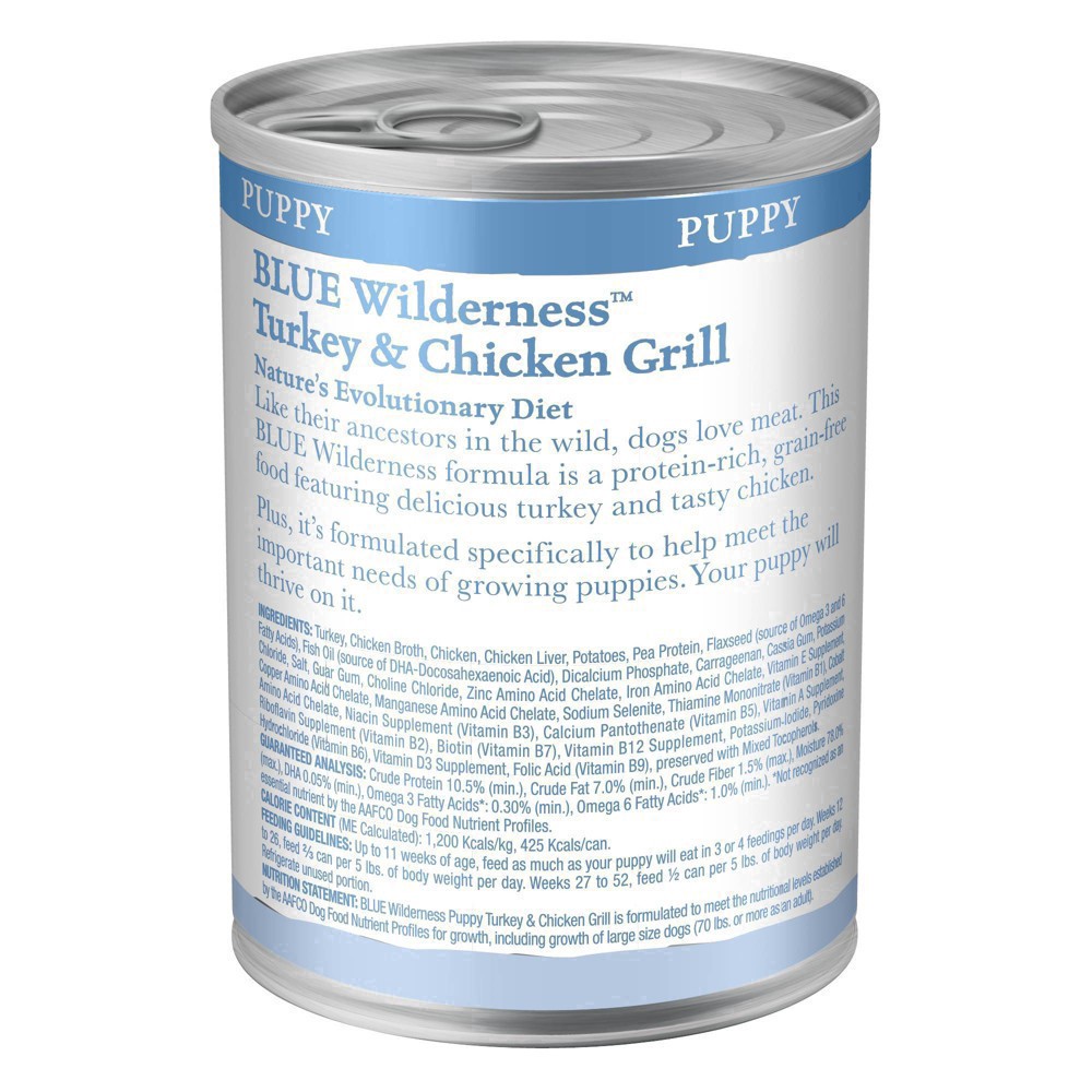 slide 20 of 27, Blue Buffalo Wilderness Grain Free High Protein Wet Dog Food Turkey & Chicken Grill Puppy - 12.5oz, 12.5 oz