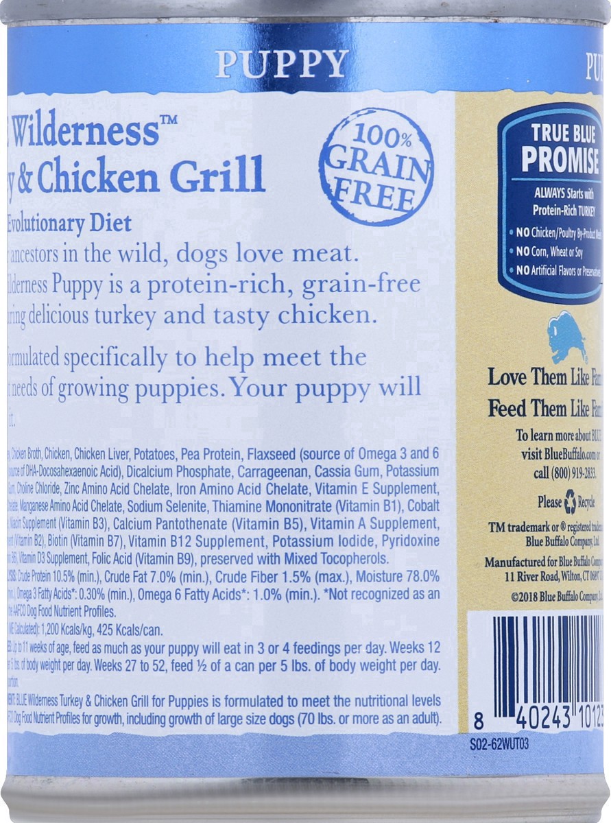 slide 25 of 27, Blue Buffalo Wilderness Grain Free High Protein Wet Dog Food Turkey & Chicken Grill Puppy - 12.5oz, 12.5 oz