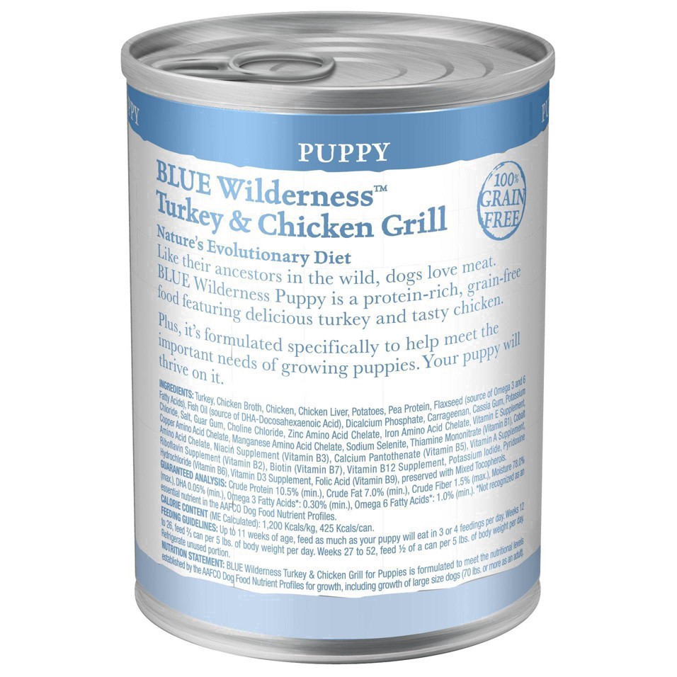 slide 26 of 27, Blue Buffalo Wilderness Grain Free High Protein Wet Dog Food Turkey & Chicken Grill Puppy - 12.5oz, 12.5 oz