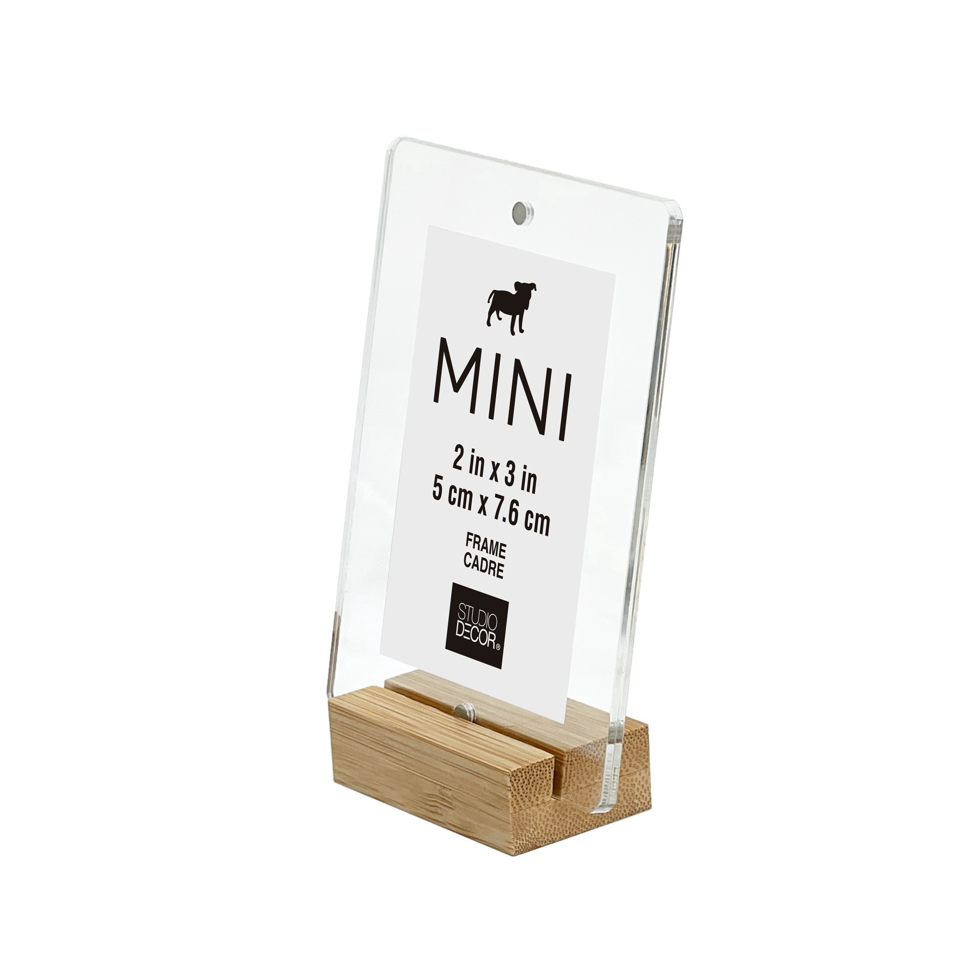 slide 4 of 4, Mini Natural Bamboo & Acrylic Frame By Studio Decor, 2.99 in x 1.18 in x 4.33 in