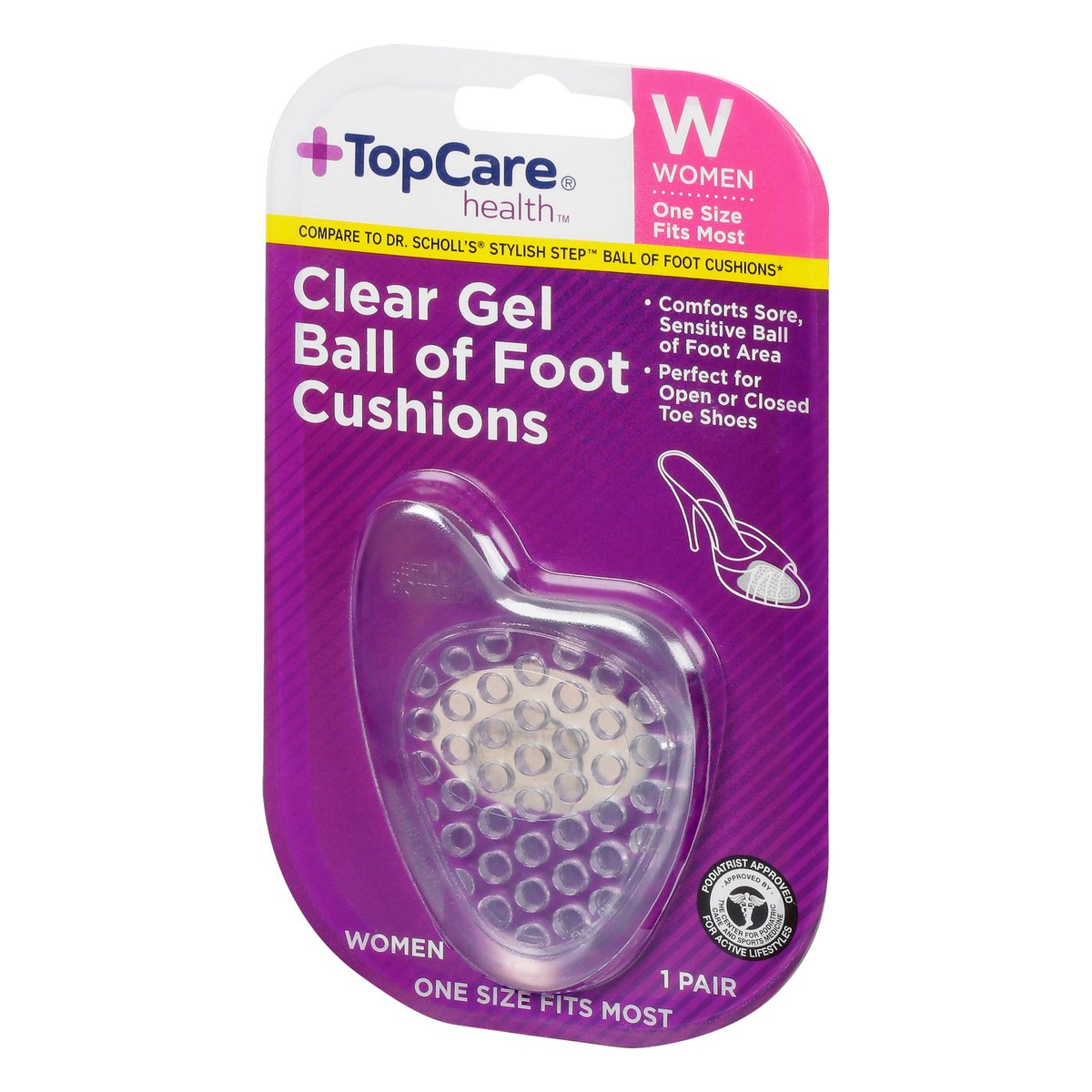 slide 3 of 12, TopCare Health Women Clear Gel Ball of Foot Cushions 1 ea, 1 ct