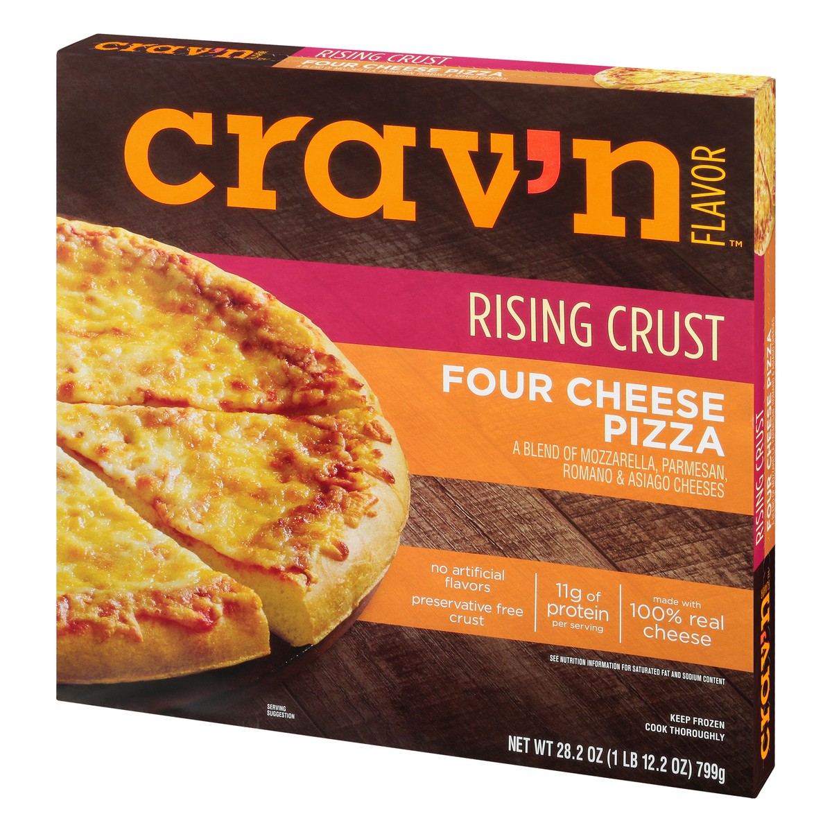 slide 6 of 10, Crav'n Flavor Four Cheese Rising Crust Pizza, 28.2 oz