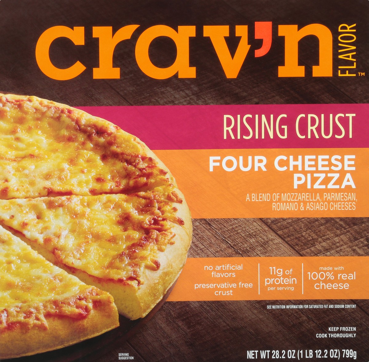 slide 2 of 10, Crav'n Flavor Four Cheese Rising Crust Pizza, 28.2 oz