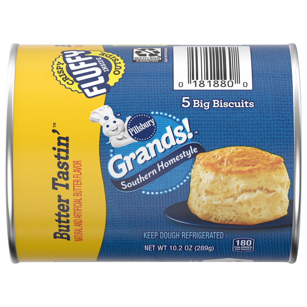 slide 1 of 14, Grands! Southern Homestyle Butter Tastin' Biscuits, 5 Ct, 10.2 oz, 5 ct