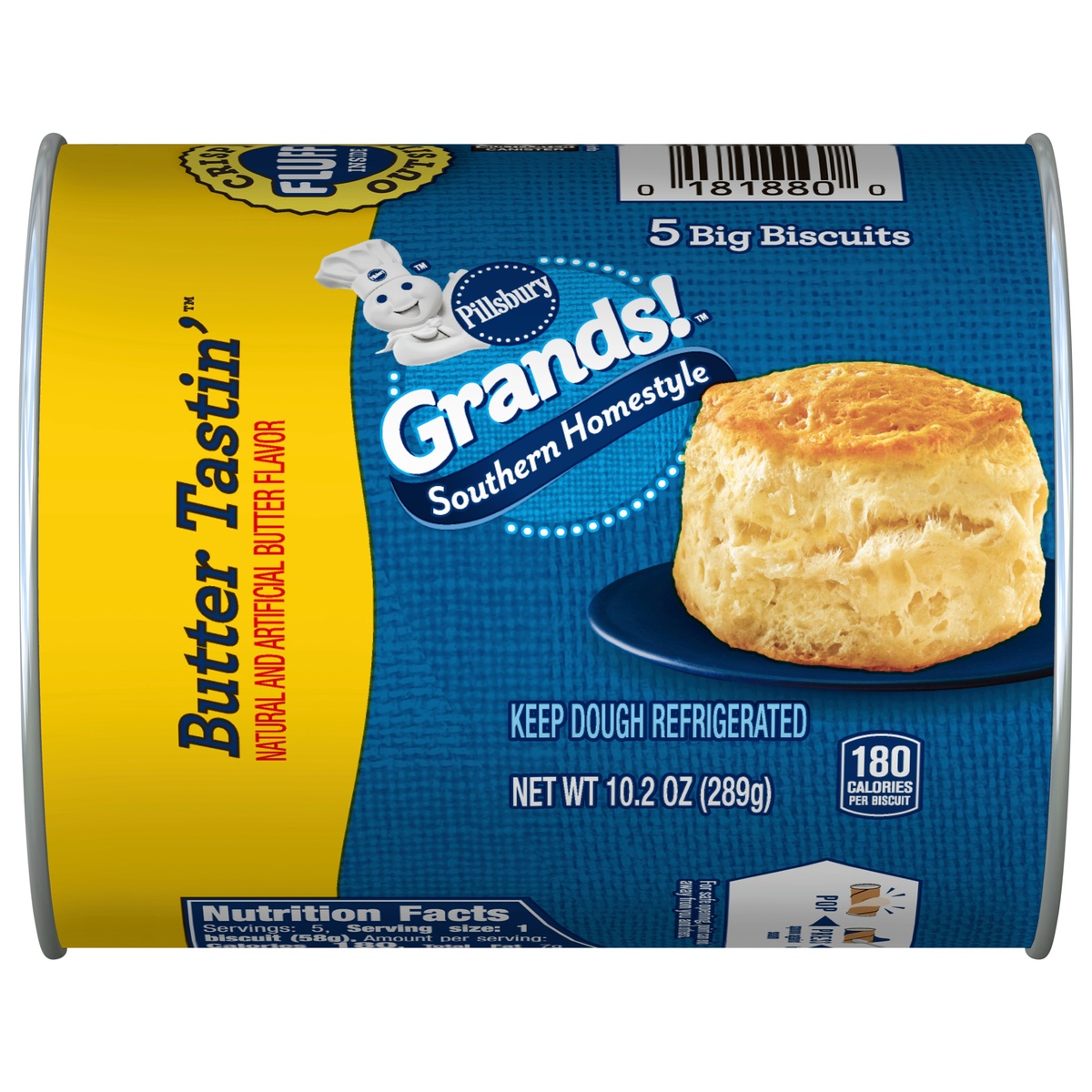 slide 1 of 1, Pillsbury Grands! Low Fat Biscuits Southern Homestyle Butter Tastin', 10.2 oz