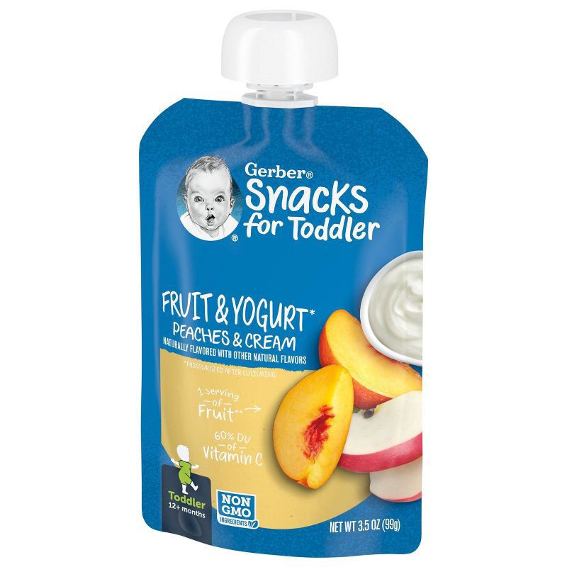 slide 7 of 8, Gerber Toddler Fruit & Yogurt Peaches & Cream Pouch, 3.5 oz