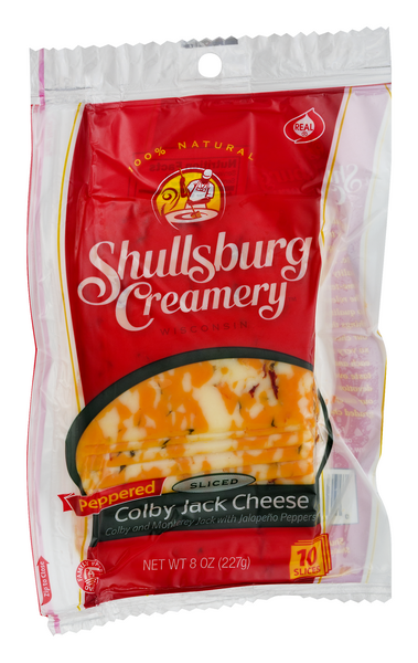 slide 1 of 1, Shullsburg Creamery Sliced Cheese Peppered Colby Jack, 8 oz