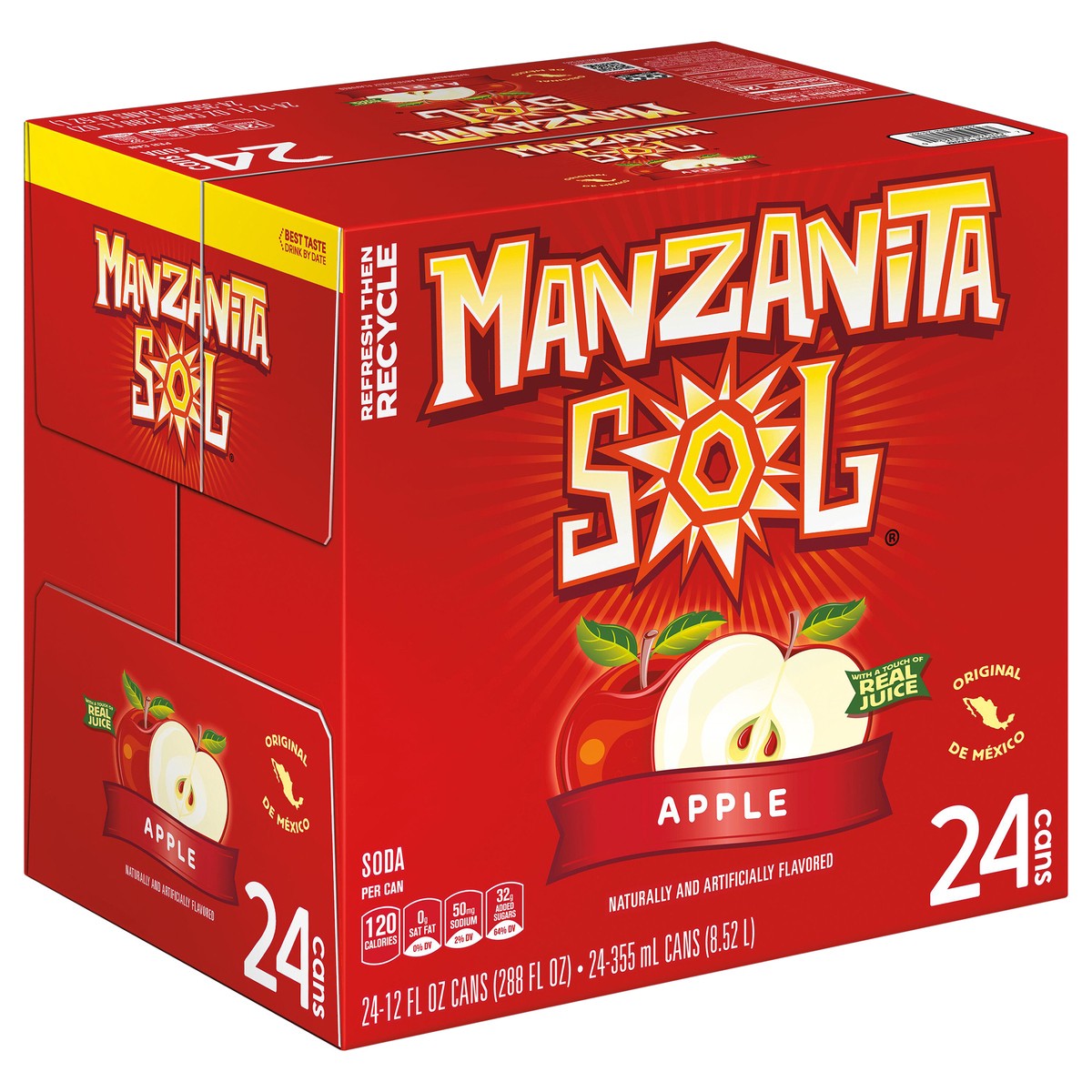 slide 6 of 6, Manzanita Sol Soda Apple Naturally & Artificially Flavored - 24 ct, 24 ct; 12 oz